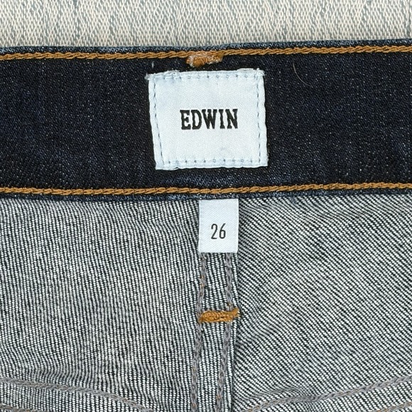 Edwin Denim Jeans Size 26/2 Elin Crop Straight Leg Mid Rise Denim Blue Jeans - Picture 7 of 11